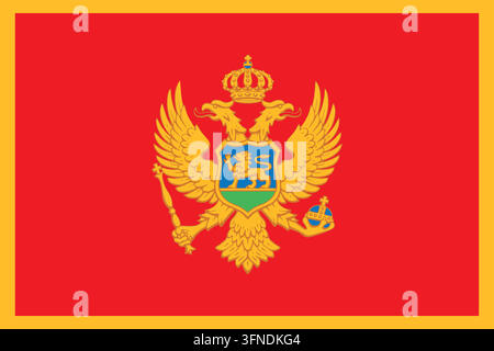 Montenegro official national flag in original proportions. Montenegrin color background. Vector illustration. Stock Vector