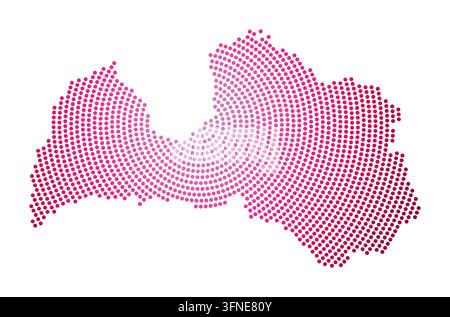 Latvia dotted map. Digital style shape of Latvia. Tech icon of the country with gradiented dots. Modern vector illustration. Stock Vector