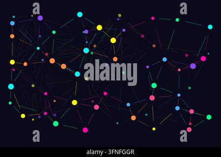 Digital data connection graph showing glowing colorful nodes and network links Stock Photo
