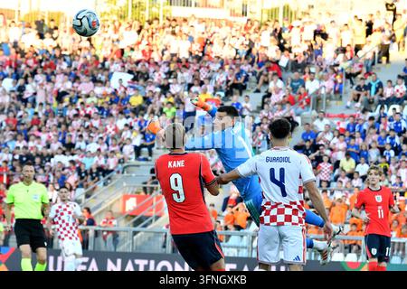 RIJEKA, CROATIA - OCTOBER 03: Dominik Livakovic of Croatia (C ...