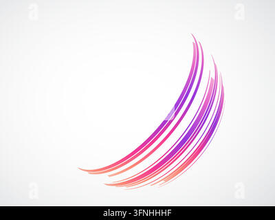 Rectangular gradient strips with squared ends wrap around an invisible sphere to form a spherical ribbon wave on a soft gray vignette background with Stock Vector
