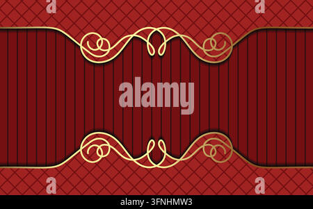Elegant luxury red and gold background with vintage ornate border, perfect for luxury invitations, certificates, and greeting cards. Vector illustration. Stock Vector