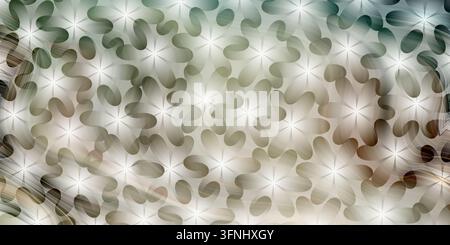 An abstract design featuring a repeating flower motif and wavy, flowing lines in muted earthy tones. Stock Photo