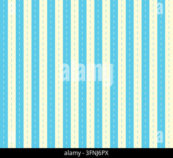A timeless seamless striped pattern featuring pastel blue and cream vertical stripes with delicate dashed details. Perfect for fabric prints Stock Vector