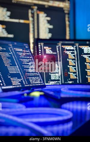 Artificial Intelligence Cybersecurity Monitoring Detecting Digital Threats and Vulnerabilities in Computer Network Stock Photo