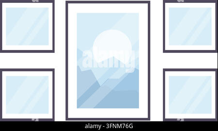 Set of empty picture frames on a white background. Stock illustration Stock Vector