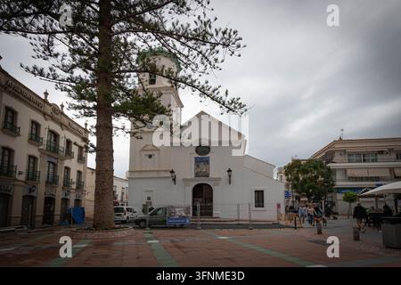 Malaga Spain - Church of El Salvador (Parroquia de El Salvador),main parish church in the coastal town of Nerja, located in the Málaga, Andalusia. Stock Photo