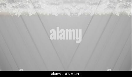 Clean, minimalist ceiling design featuring linear lighting for retail, office, or event venue branding. Stock Photo