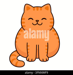 Cute cartoon fat orange cat. Funny drawing, cute and simple vector illustration. Stock Vector