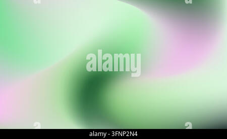 Soft abstract gradient background with flowing green and pink organic shapes blending into pale mint tones for calm, modern decorative depth Stock Vector