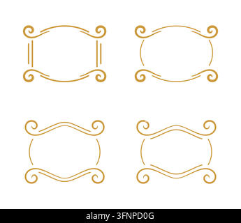 Elegant gold decorative frames. Vintage label borders and ornamental flourishes Stock Vector
