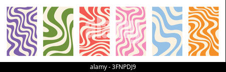 Retro wavy abstract pattern. Colorful psychedelic background design Stock Vector