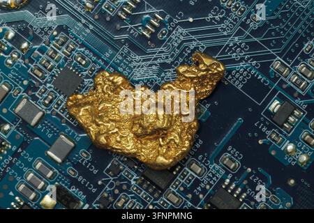 gold, used in computer circuit boards due to its high conductivity Stock Photo