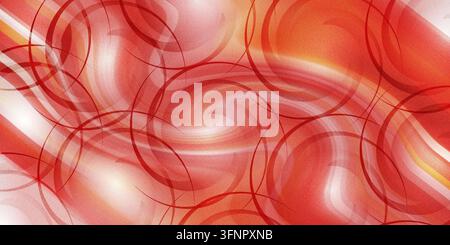 An energetic abstract background featuring vibrant red and white tones, dynamic wave patterns, and overlapping circular swirls. Stock Photo