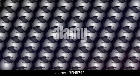 A sophisticated, seamless geometric pattern featuring repeating metallic spheres with a dark grey gradient and subtle shadows. Stock Photo