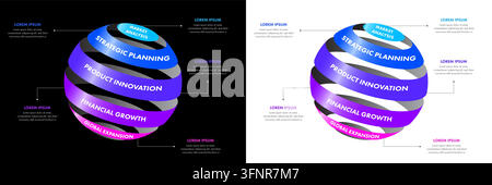 Business Infographic Template Set with Dark and Light Theme Stock Vector