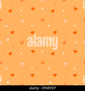Cute Oranges Pattern Repeating pattern. Warm white background, pastel orange hearts Stock ...