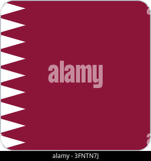 Rounded square flag icon of Qatar (Katar) in official colours, flat vector app-style button, isolated on white background. Stock Vector