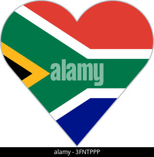 Heart shape in the national flag of South Africa (Südafrika), official colours. Vector illustration for patriotic love, travel and holiday designs, is Stock Vector