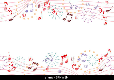 Contemporary-Style Seamless Background With Musical Notes. Horizontally Repeatable Stock Vector