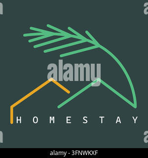 house and palm tree vector icon for residential logo design Stock Vector