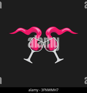 abstract w letter toasting wine logo vector illustration design template Stock Vector
