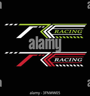 Racing sticker lines for motorcycle and car sticker wrap modification vector design letter R and arrow Stock Vector