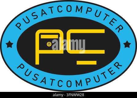 pc letter for computer store and service  logo brand icon vector design Stock Vector
