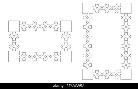 Geometric border frame collection featuring intricate linear patterns for elegant wedding invitation and stationery Stock Vector