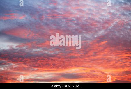 Red clouds at dramatic sunset, Only sky Stock Photo