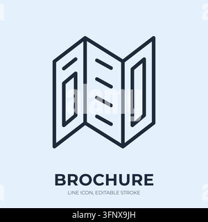 Brochure line icon. Folded leaflet linear vector illustration. Thin sign of trifold paper for marketing, advertising, catalog, menu, travel Stock Vector