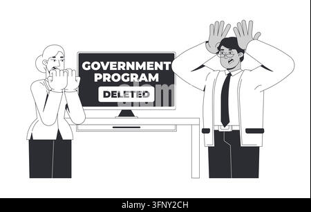 Danger for government programs line illustration concept Stock Vector