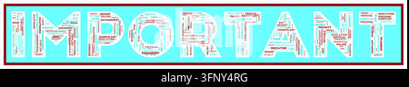 Vibrant vector illustration of the word 'IMPORTANT' filled with related keywords of various sizes. Stock Vector