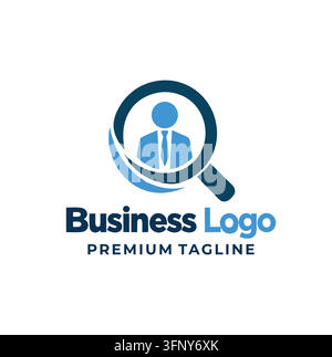 Modern HR Executive Recruitment Search Business Logo Design Stock Vector