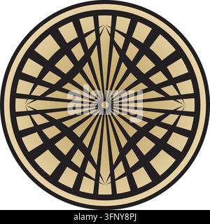 Vector geometric round gold pattern. Ornamental circle, abstraction Stock Vector