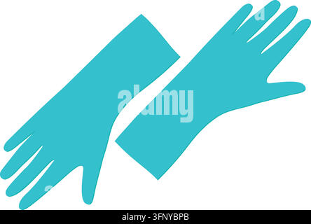 Medical protective rubber gloves laboratory equipment vector icon illustration isolated white. Pair blue protective rubber gloves scientific research Stock Vector