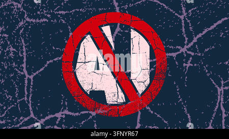 No AI sign, color vector illustration Stock Vector