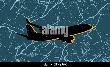 Airplane in the air, color vector illustration Stock Vector