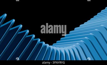 Broad rows of fins sweep around the lower frame beneath an open dark area. Cool edge lighting emphasizes the rhythm and layered depth of this digital Stock Photo