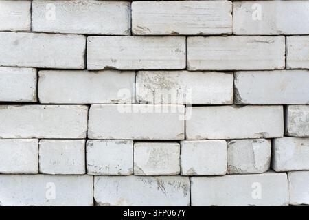 White silicate brick wall texture background close up Stock Photo