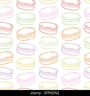Hand Drawn Macaron Cookies Seamless Pattern Stock Vector