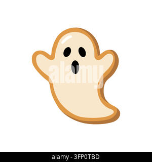 Halloween gingerbread cookie shaped like white ghost Stock Vector