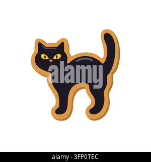 Halloween gingerbread cookie shaped like black cat Stock Vector