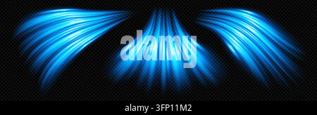 Wind flow cold with effect background air and vector swoosh clean. Conditioner light arrow with blue cool water and wave fresh smoke. Swirl sucking do Stock Vector