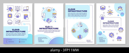 Database management strategy blue gradient brochure design template Stock Vector