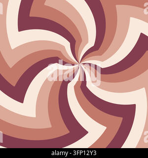 Abstract design with twisted retro rays in warm shades of brown beige and cream for background or packaging template Stock Vector