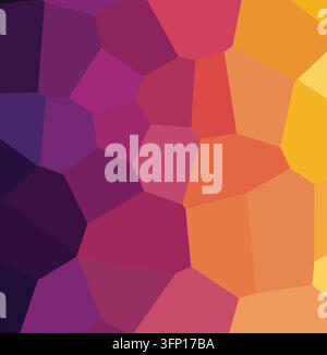 Vibrant abstract mosaic background featuring warm orange pink and dark violet polygonal shapes Stock Vector