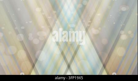 An abstract background featuring intersecting light beams and soft golden bokeh circles. Stock Photo