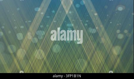 Abstract digital background featuring intersecting light beams and soft bokeh circles. Stock Photo