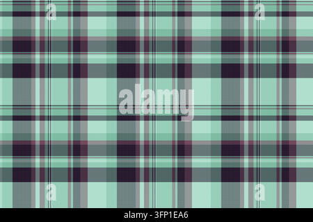 A classic seamless plaid tartan pattern featuring a modern color palette of cool mint green and deep dark violet. This versatile textile design is ide Stock Vector